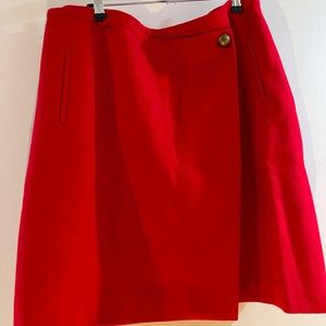 Talbots wool A line skirt. Faux wrap. Above the knee (21 inches long).